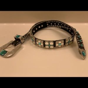 Western black crystal blue very blingy belt